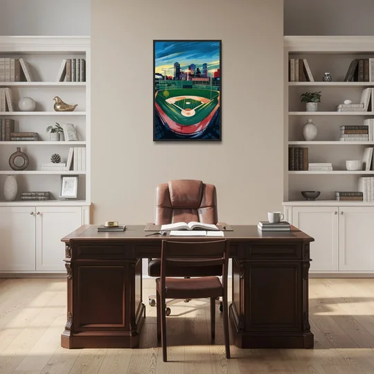 Boston Red Sox Fenway Park - Black Framed Canvas Wall Art - Office - 24x36