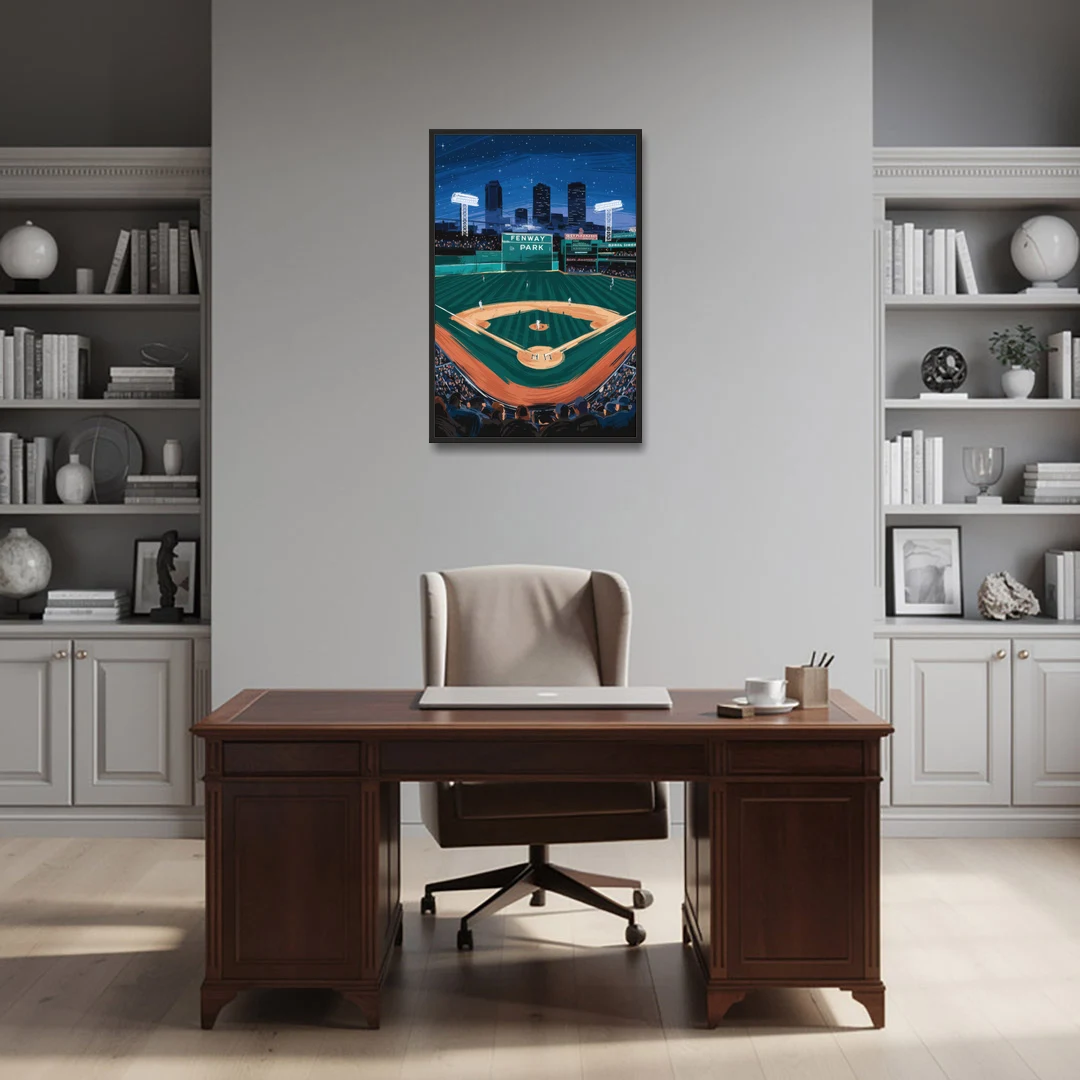 Boston Red Sox Photography - Black Framed Canvas Wall Art - Office - 24x36