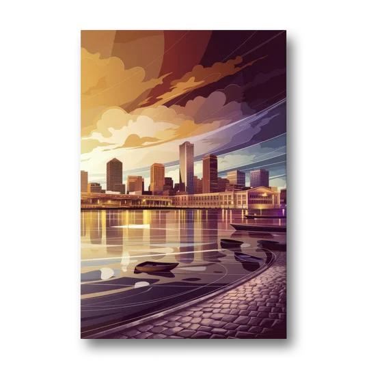 Boston Skyline at Sunset - Canvas Wall Art - Front