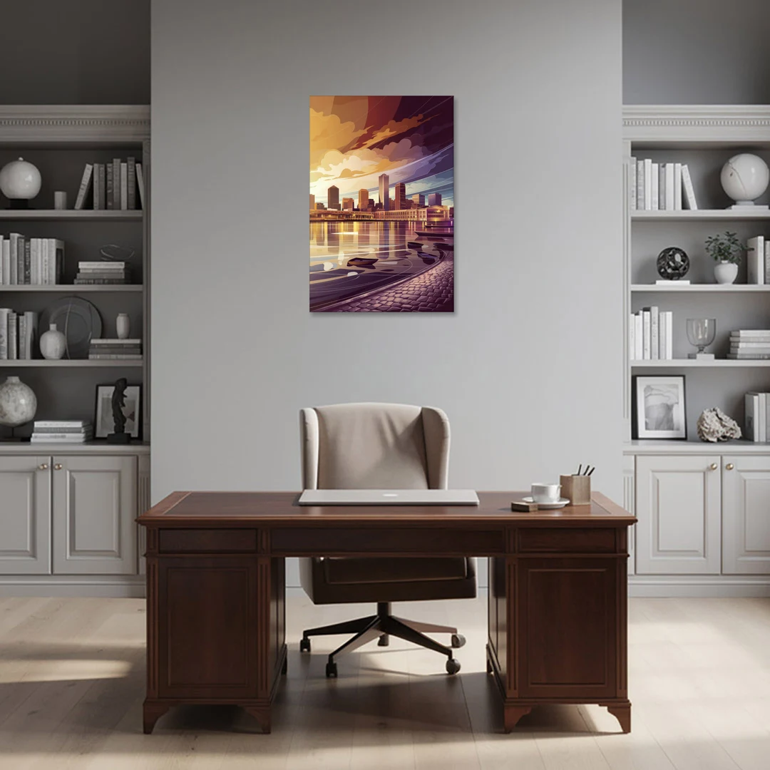 Boston Skyline at Sunset - Canvas Wall Art - Office - 24x36