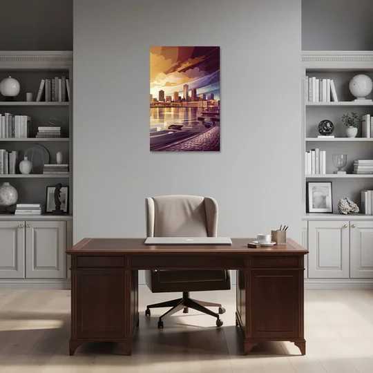 Boston Skyline at Sunset - Canvas Wall Art - Office - 24x36