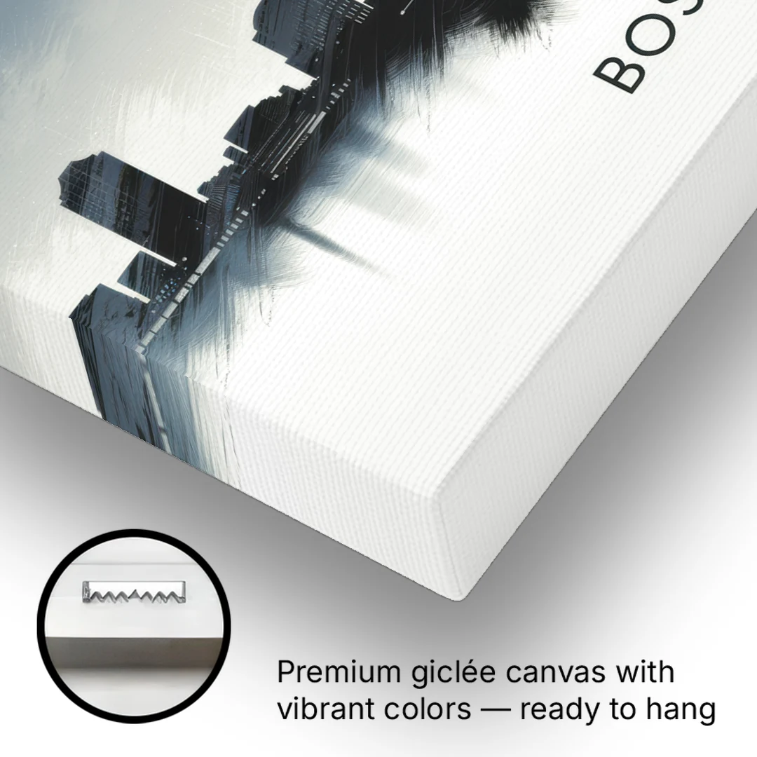 Boston Skyline In Fog - Canvas Wall Art - Gallery Wrap Corner