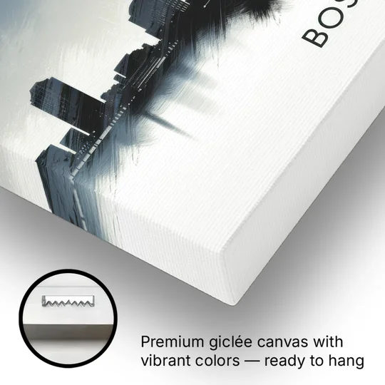 Boston Skyline In Fog - Canvas Wall Art - Gallery Wrap Corner