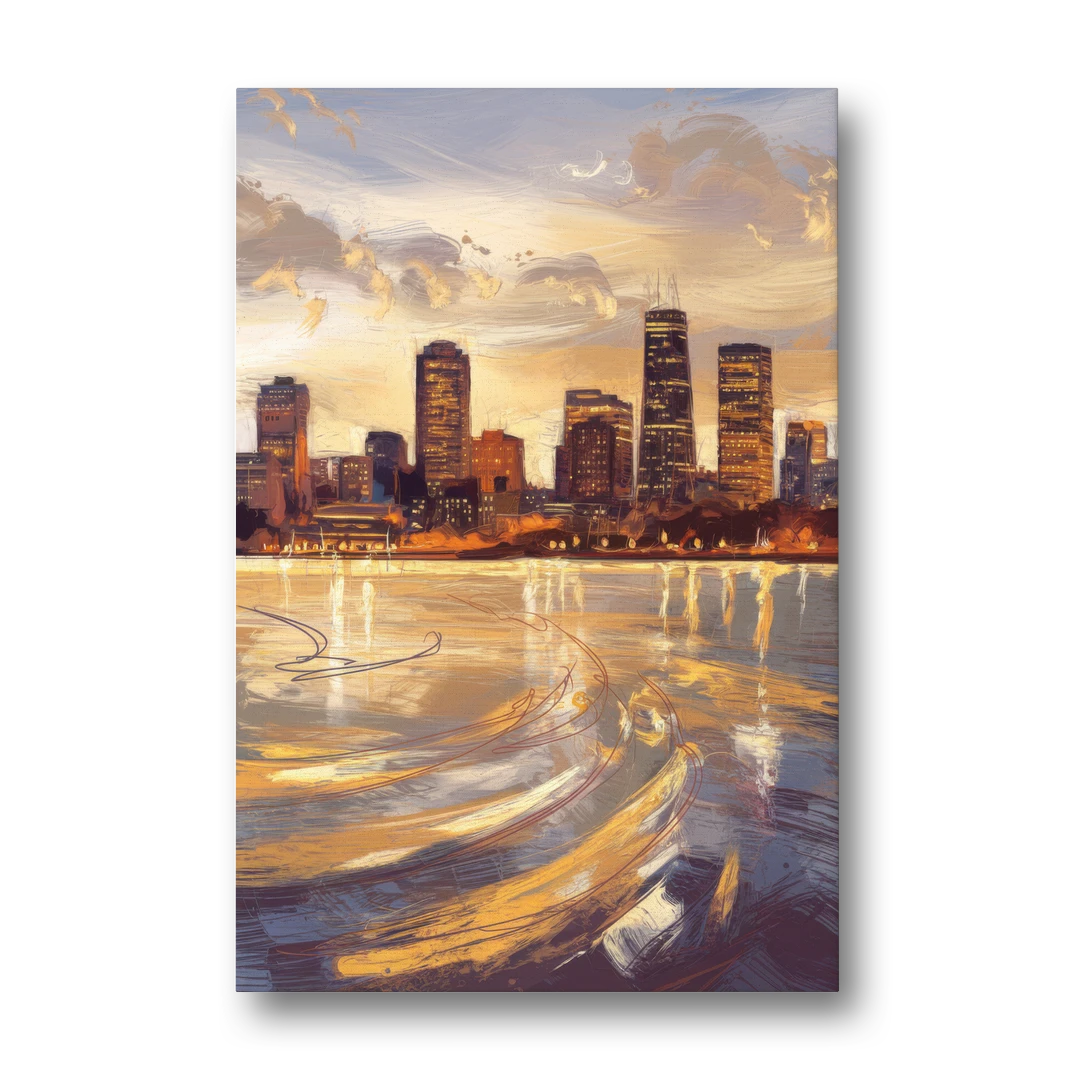 Boston Skyline with Charles River - Canvas Wall Art - Front