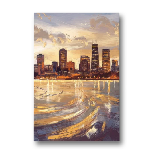 Boston Skyline with Charles River - Canvas Wall Art - Front