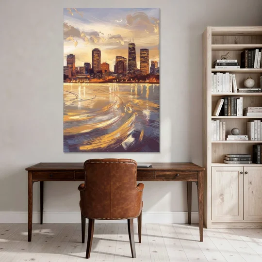 Boston Skyline with Charles River - Canvas Wall Art - Office - 40x60