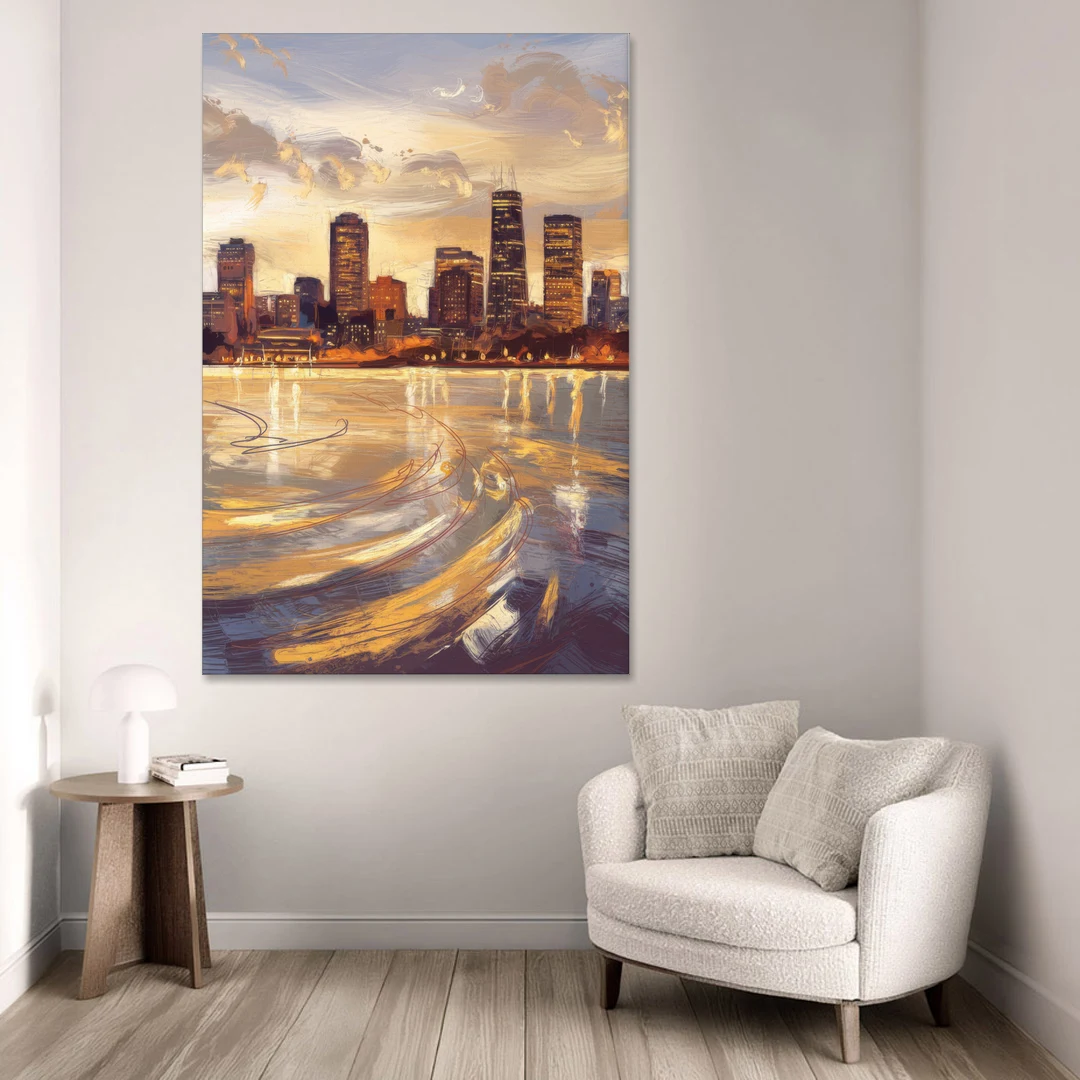 Boston Skyline with Charles River - Canvas Wall Art - Sofa - 40x60