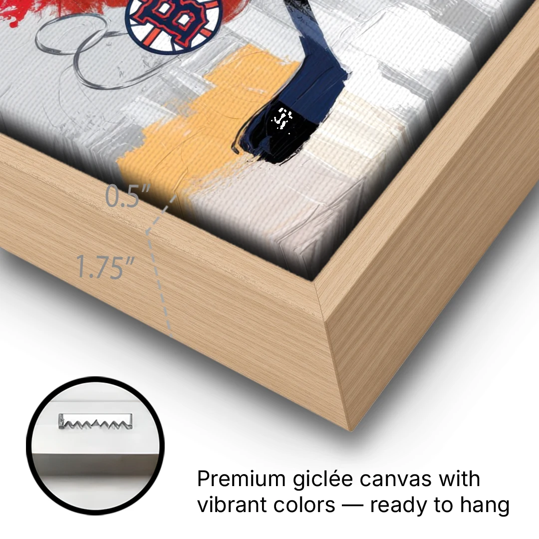 Boston Sports Teams Tribute - Oak Framed Canvas Wall Art - Gallery Wrap Corner