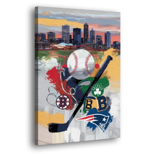 Boston Sports Teams Tribute - Canvas Wall Art - Side