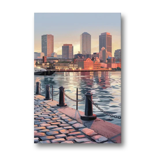 Boston Waterfront Serenity - Canvas Wall Art - Front