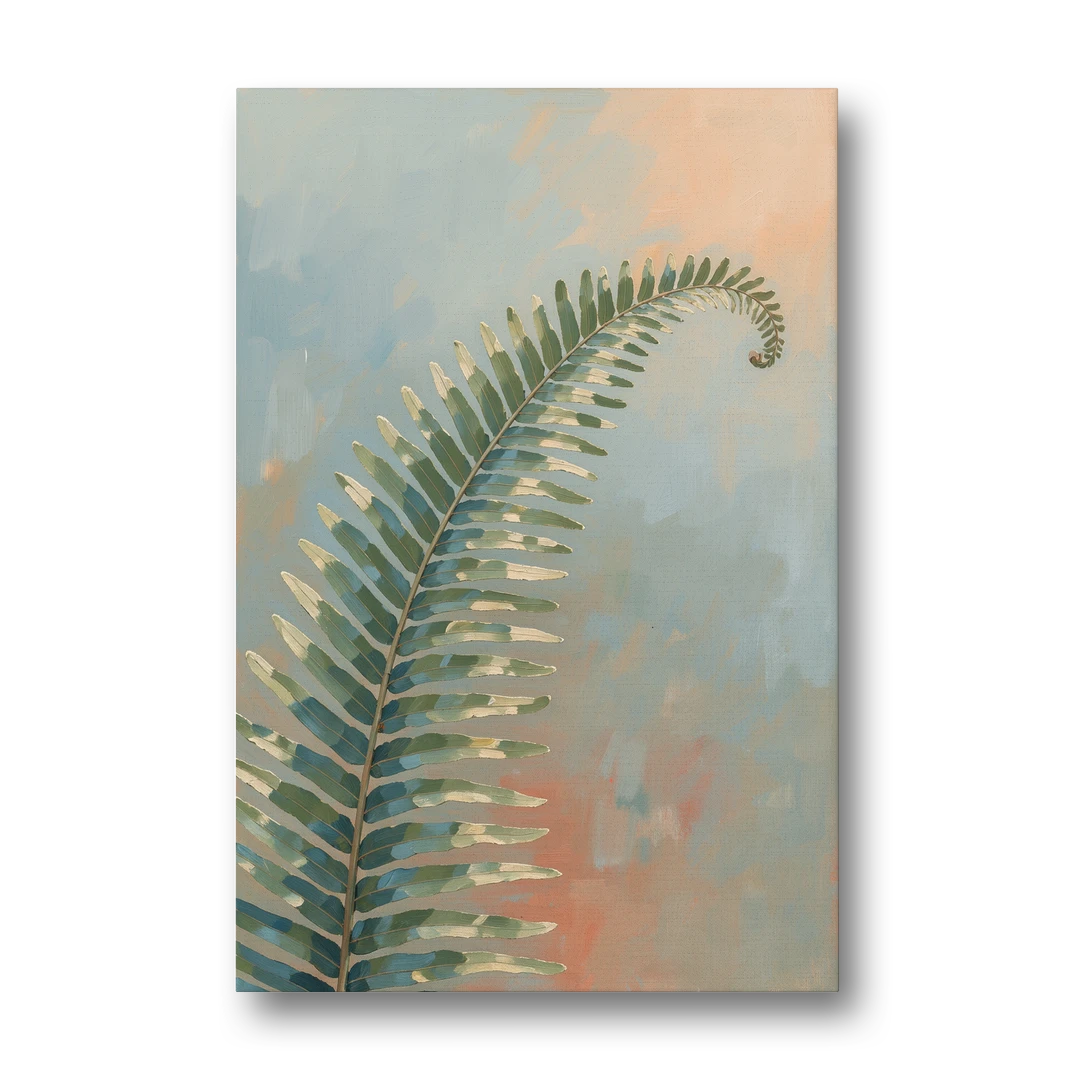 Botanical Arching Fern Frond in Early Light - Canvas Wall Art - Front