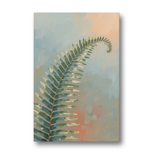 Botanical Arching Fern Frond in Early Light - Canvas Wall Art - Front