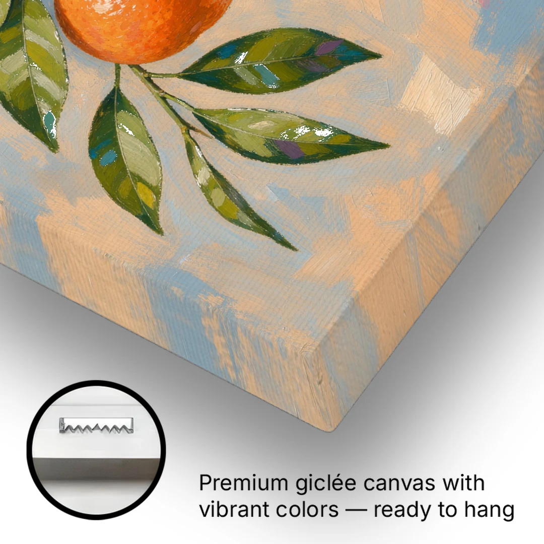 Botanical Art Prints Clementine Branch in Bloom - Canvas Wall Art - Gallery Wrap Corner
