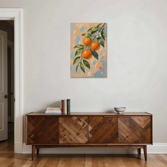 Botanical Art Prints Clementine Branch in Bloom - Canvas Wall Art - Coffee Table - 24x36
