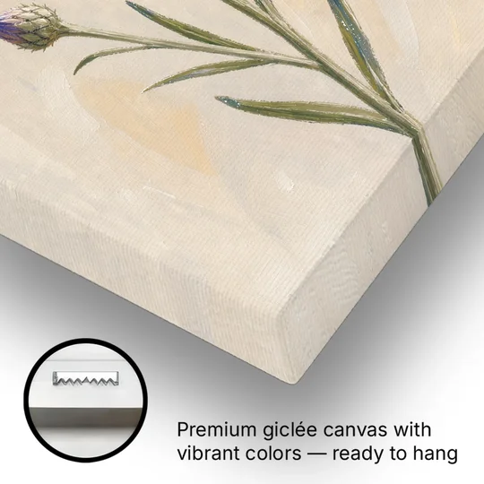 Botanical Wall Art Set of 3 with Wild Cornflower - Canvas Wall Art - Gallery Wrap Corner