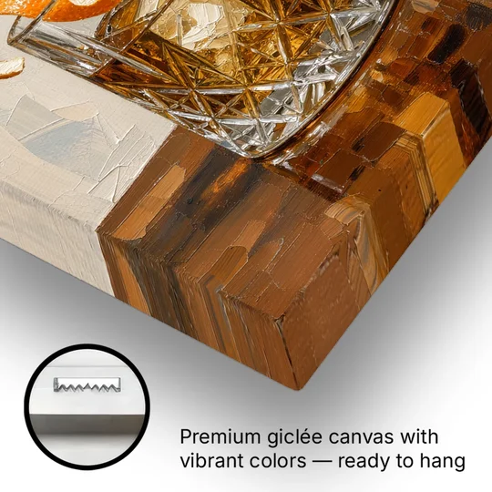 Bourbon Old Fashioned in Cut Crystal - Canvas Wall Art - Gallery Wrap Corner