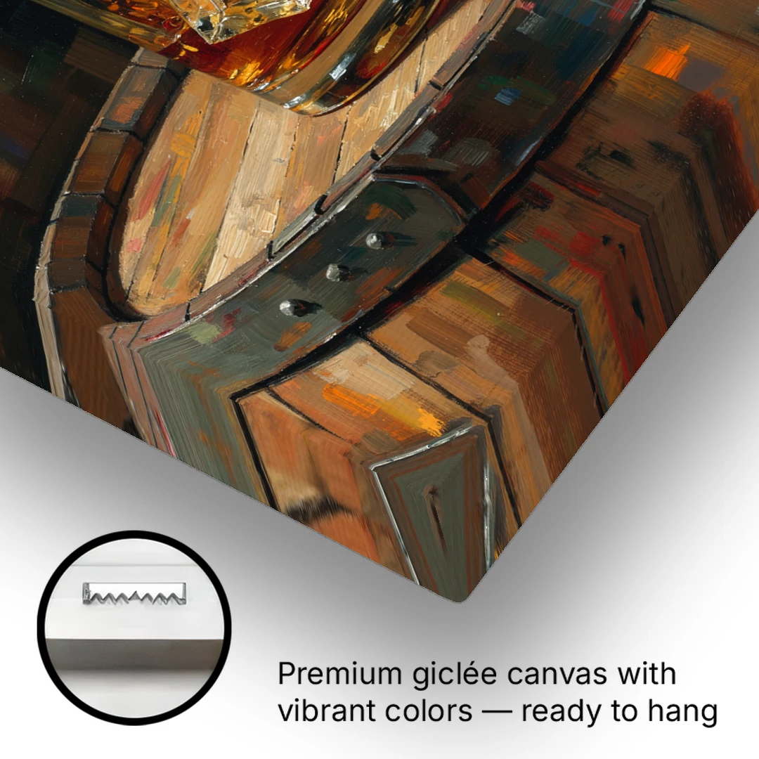 Bourbon Painting with an Ice Cube Splash - Canvas Wall Art - Gallery Wrap Corner