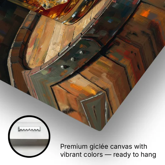 Bourbon Painting with an Ice Cube Splash - Canvas Wall Art - Gallery Wrap Corner