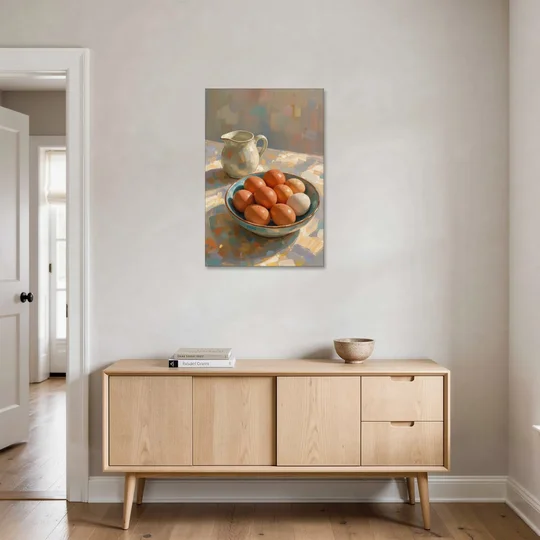 Bowl of Brown Eggs and Milk Jug for Breakfast Nooks - Canvas Wall Art - Coffee Table - 24x36