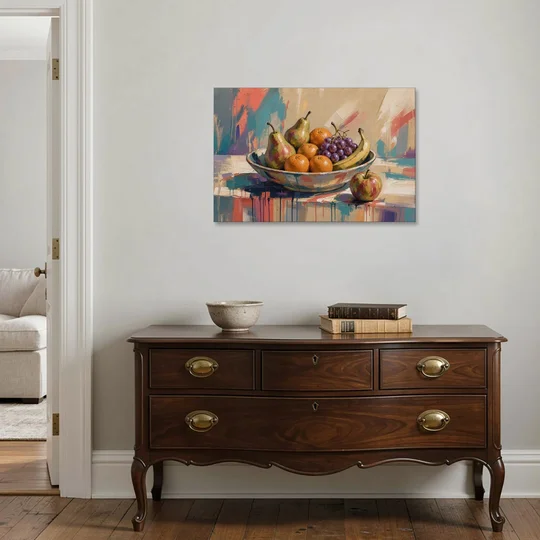 Bowl of Fruit Painting with Runaway Apple - Canvas Wall Art - Coffee Table - 36x24