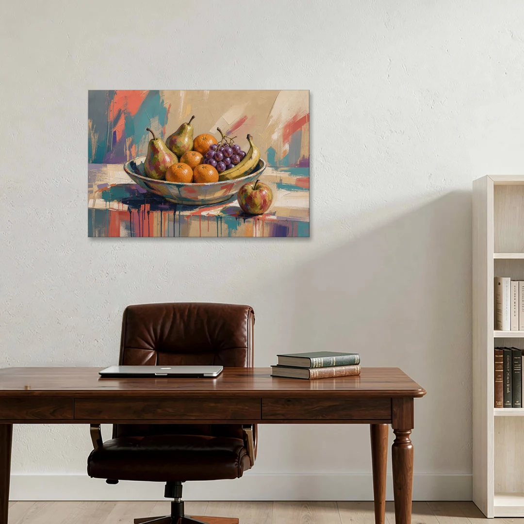 Bowl of Fruit Painting with Runaway Apple - Canvas Wall Art - Office - 36x24