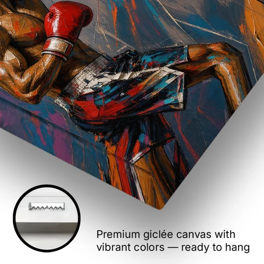 Boxing Wall Art Straight Right Into the Heavy Bag - Canvas Wall Art - Gallery Wrap Corner