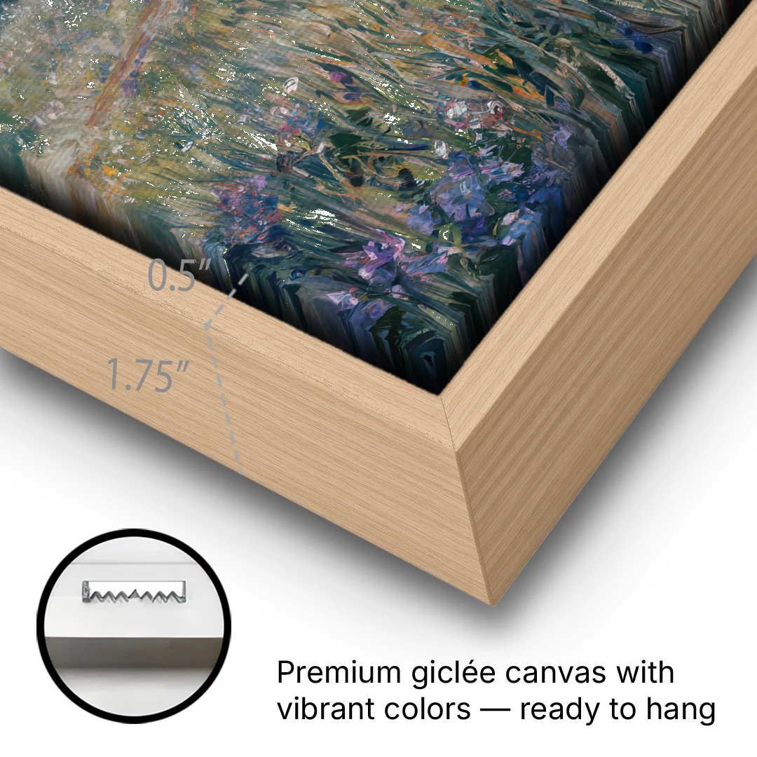 Bozeman Bridger Range - Oak Framed Canvas Wall Art - Gallery Wrap Corner