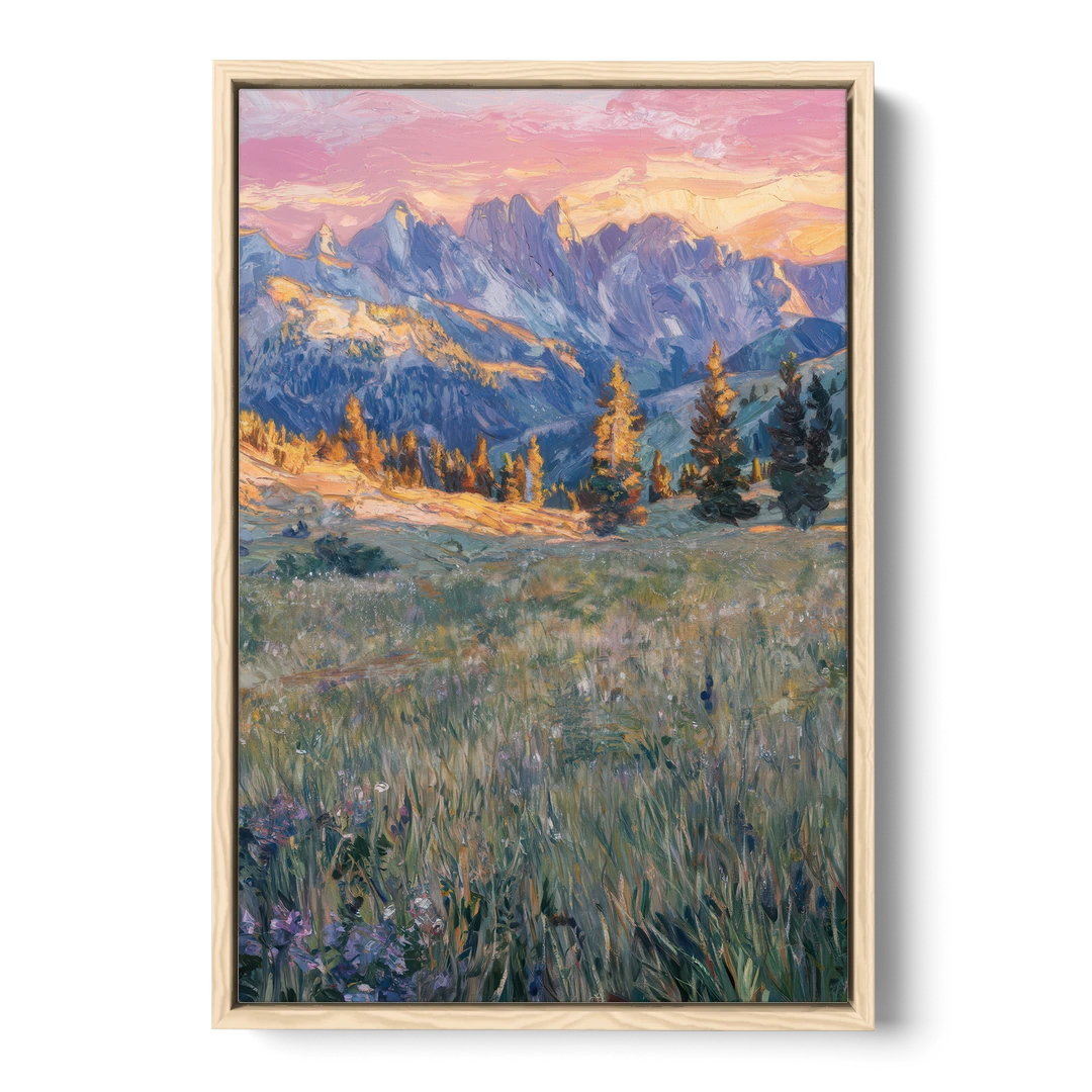 Bozeman Bridger Range - Oak Framed Canvas Wall Art - Front