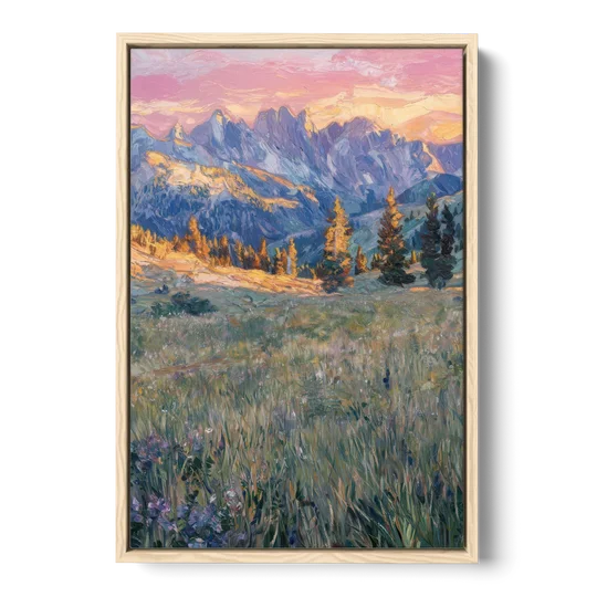 Bozeman Bridger Range - Oak Framed Canvas Wall Art - Front