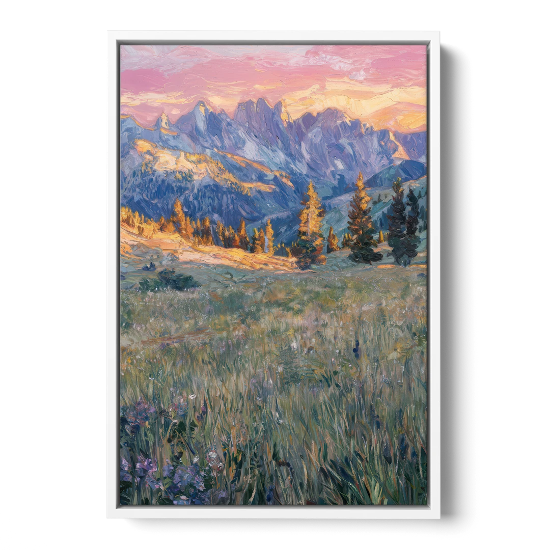 Bozeman Bridger Range - White Framed Canvas Wall Art - Front