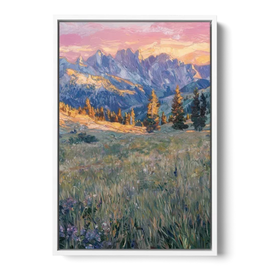 Bozeman Bridger Range - White Framed Canvas Wall Art - Front