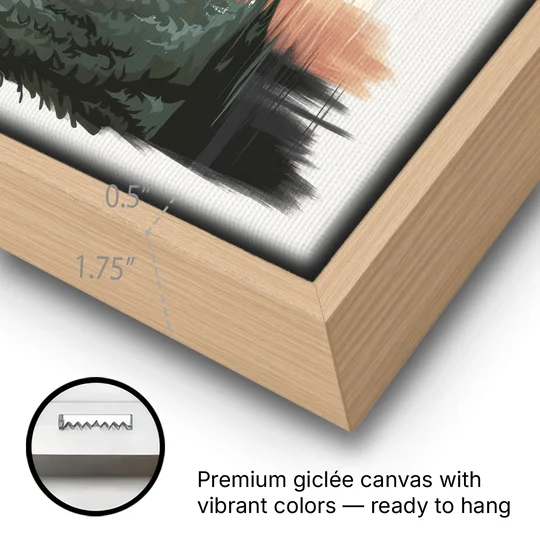 Bozeman Montana Wilderness - Oak Framed Canvas Wall Art - Gallery Wrap Corner