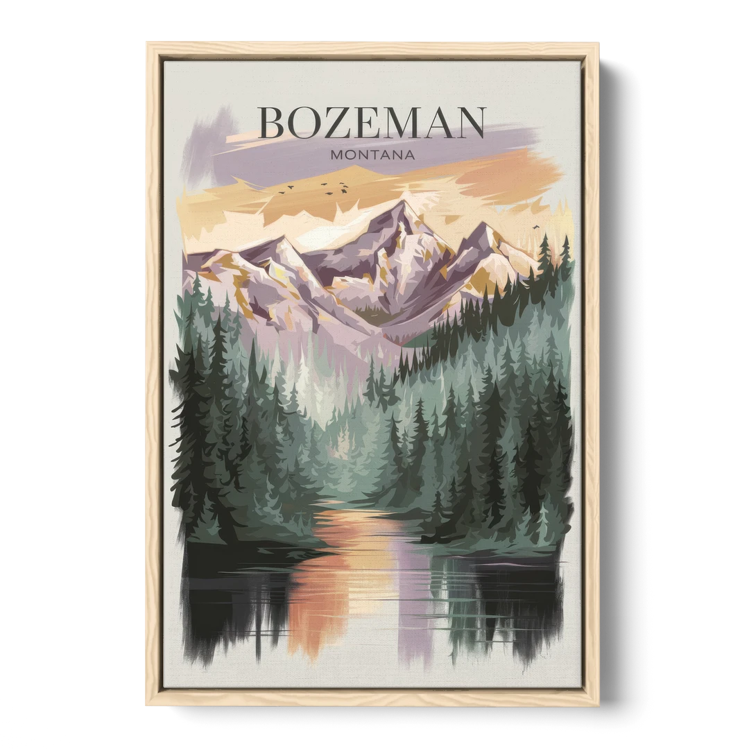Bozeman Montana Wilderness - Oak Framed Canvas Wall Art - Front