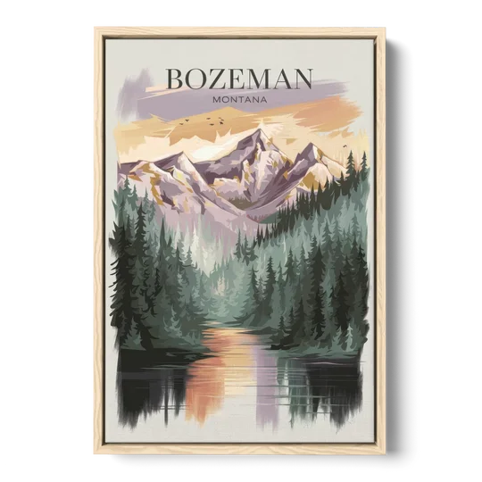 Bozeman Montana Wilderness - Oak Framed Canvas Wall Art - Front