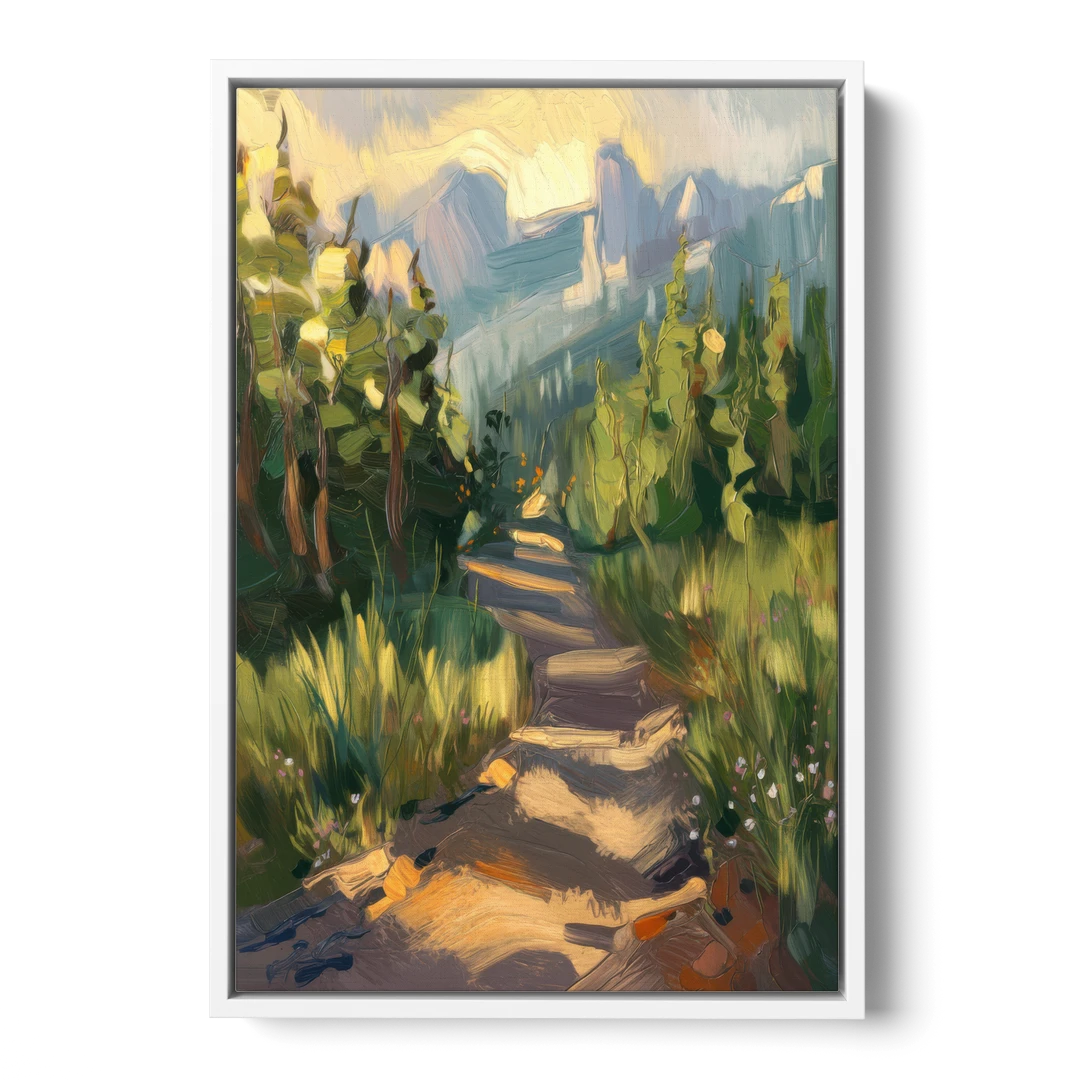 Bozeman Nature Trails - White Framed Canvas Wall Art - Front