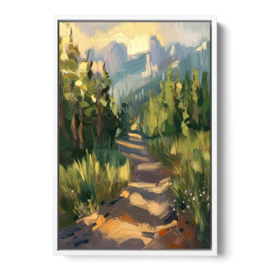 Bozeman Nature Trails - White Framed Canvas Wall Art - Front