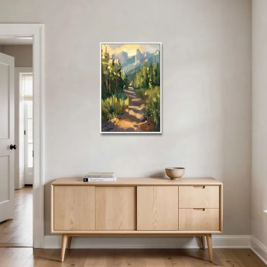 Bozeman Nature Trails - White Framed Canvas Wall Art - Coffee Table - 24x36