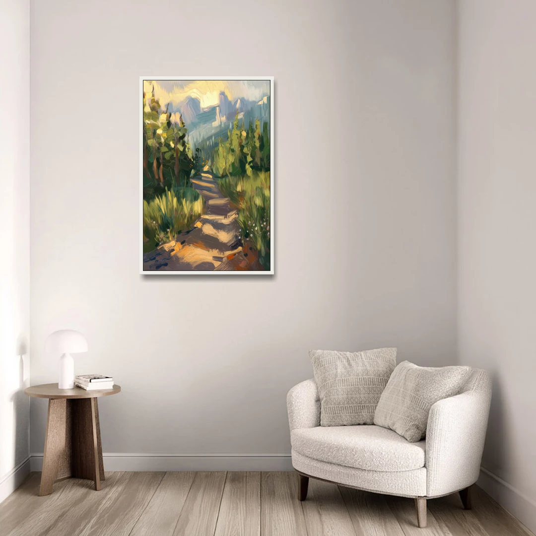 Bozeman Nature Trails - White Framed Canvas Wall Art - Sofa - 24x36
