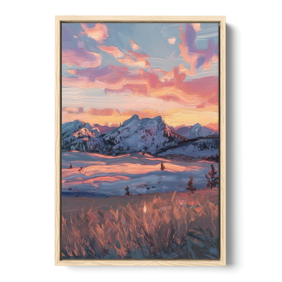 Bozeman Sunset Horizon - Oak Framed Canvas Wall Art - Front
