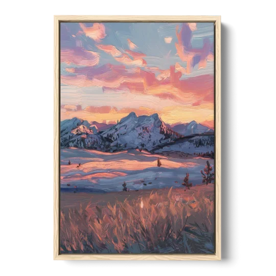 Bozeman Sunset Horizon - Oak Framed Canvas Wall Art - Front