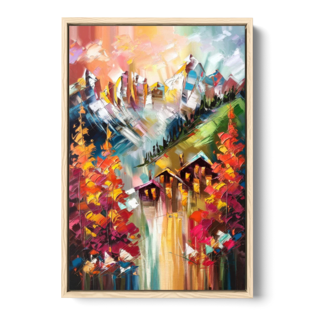 Breckenridge Alpine Landscape - Oak Framed Canvas Wall Art - Front