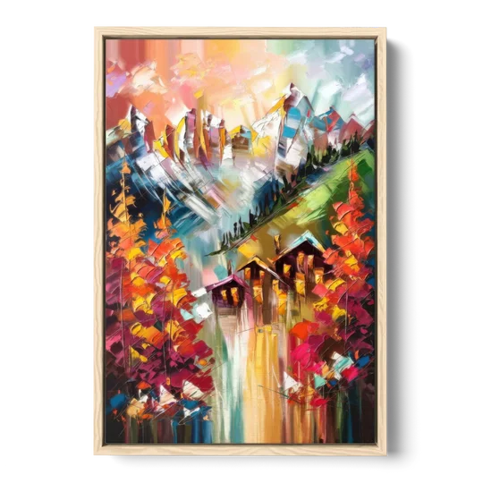 Breckenridge Alpine Landscape - Oak Framed Canvas Wall Art - Front