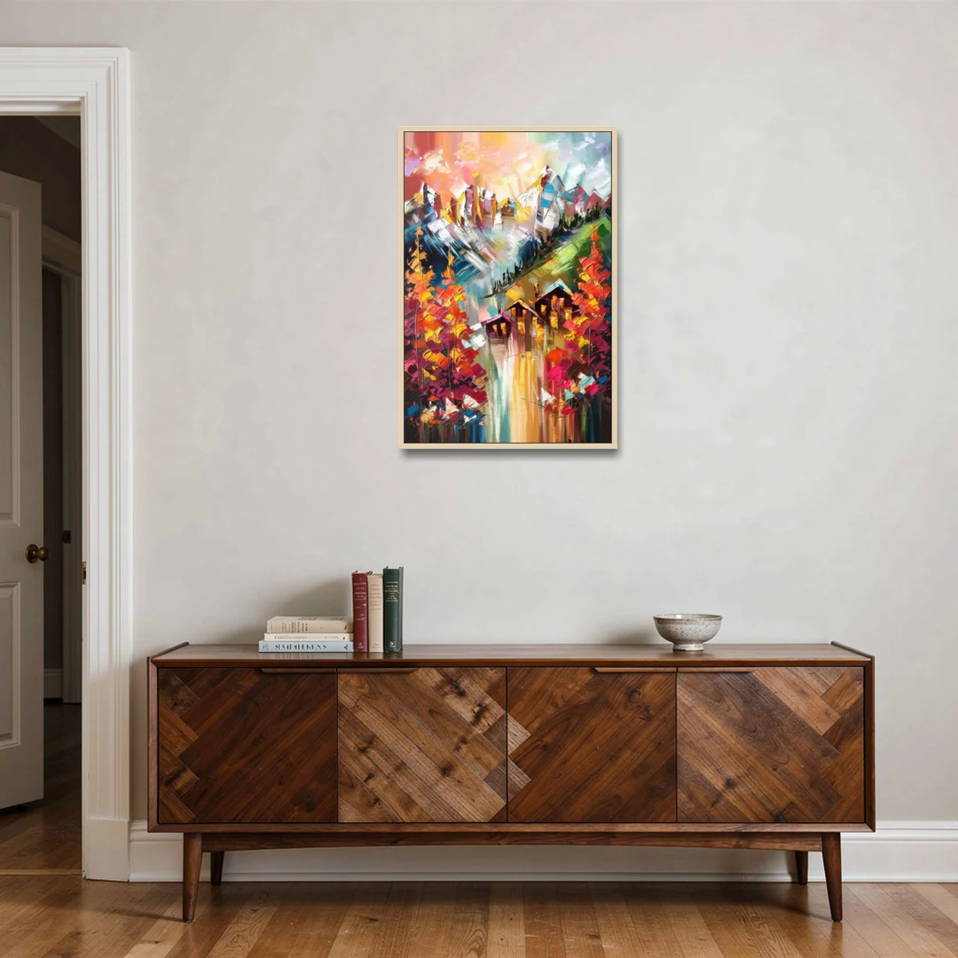 Breckenridge Alpine Landscape - Oak Framed Canvas Wall Art - Coffee Table - 24x36