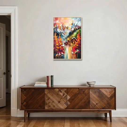 Breckenridge Alpine Landscape - Oak Framed Canvas Wall Art - Coffee Table - 24x36