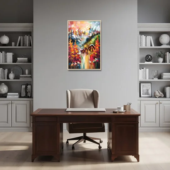 Breckenridge Alpine Landscape - Oak Framed Canvas Wall Art - Office - 24x36