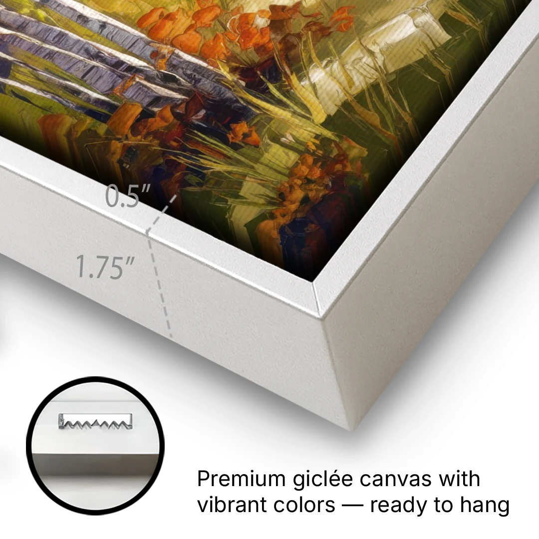 Breckenridge Aspen Forest Autumn - White Framed Canvas Wall Art - Gallery Wrap Corner