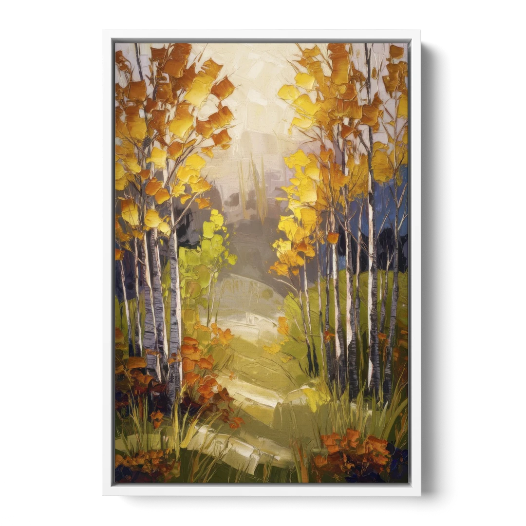 Breckenridge Aspen Forest Autumn - White Framed Canvas Wall Art - Front