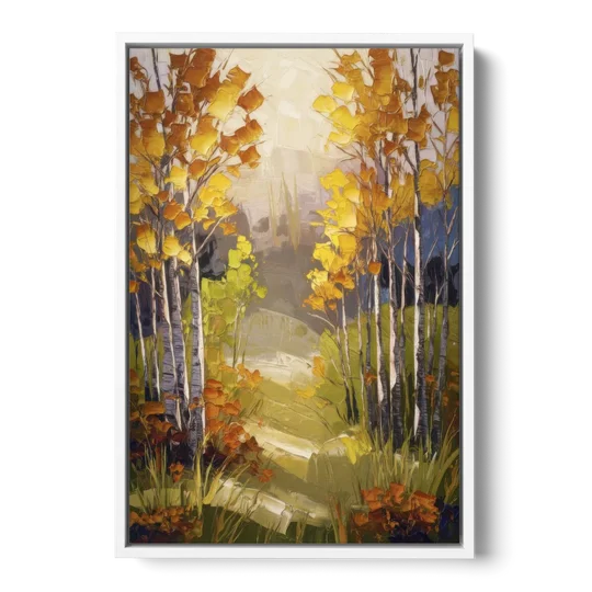 Breckenridge Aspen Forest Autumn - White Framed Canvas Wall Art - Front