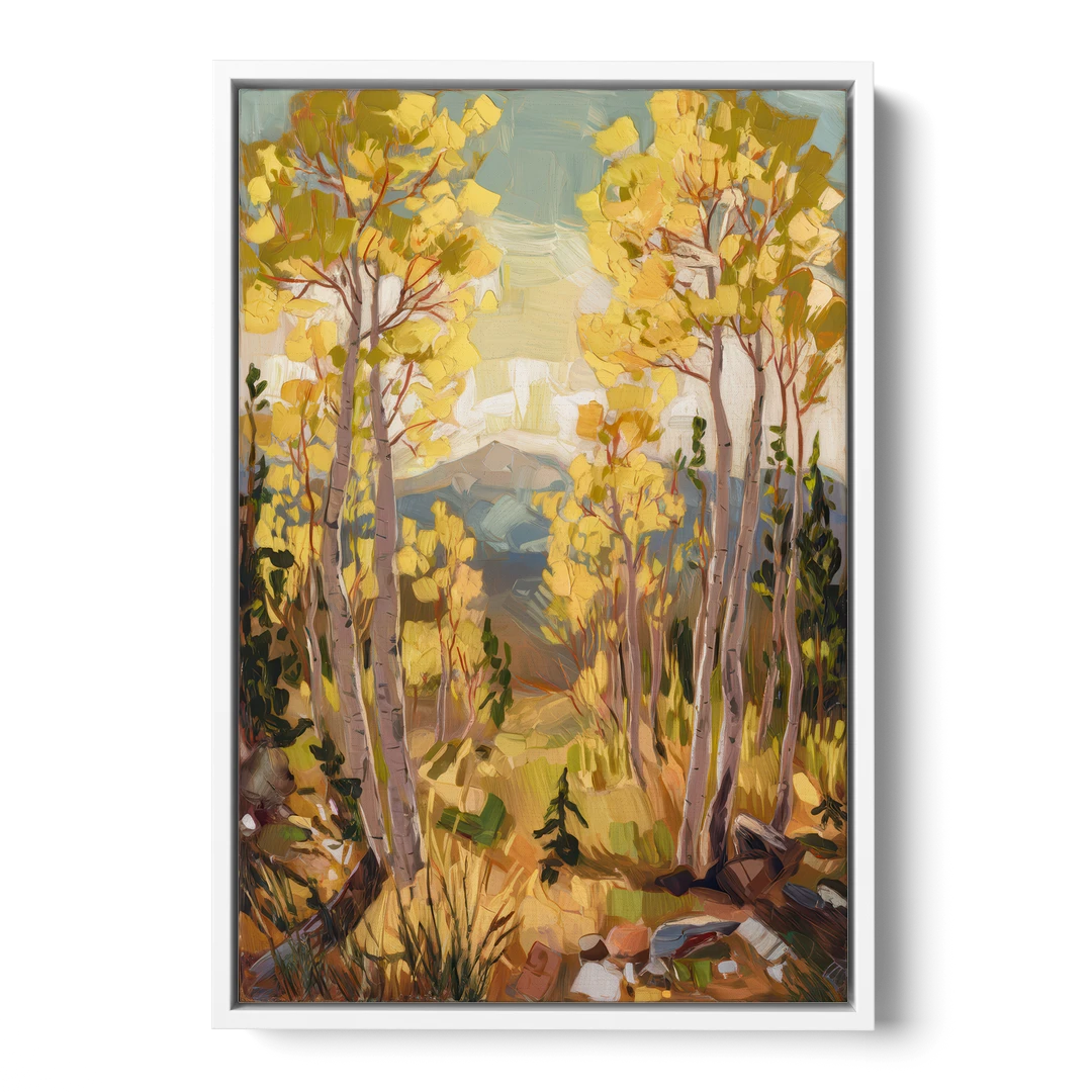Breckenridge Aspen Forest - White Framed Canvas Wall Art - Front