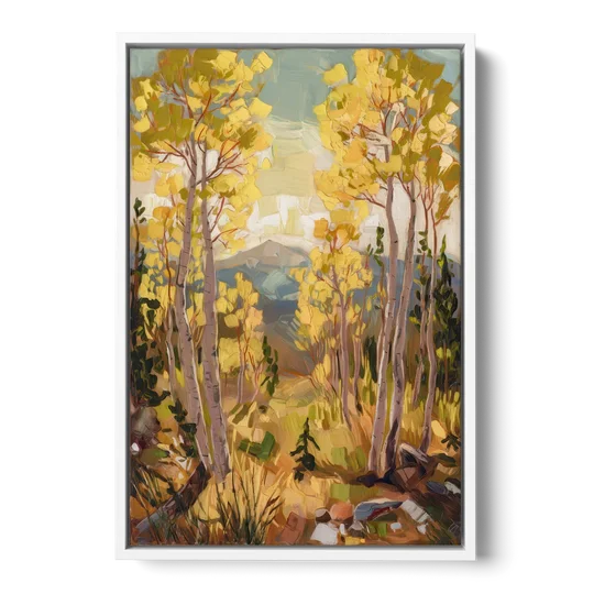 Breckenridge Aspen Forest - White Framed Canvas Wall Art - Front